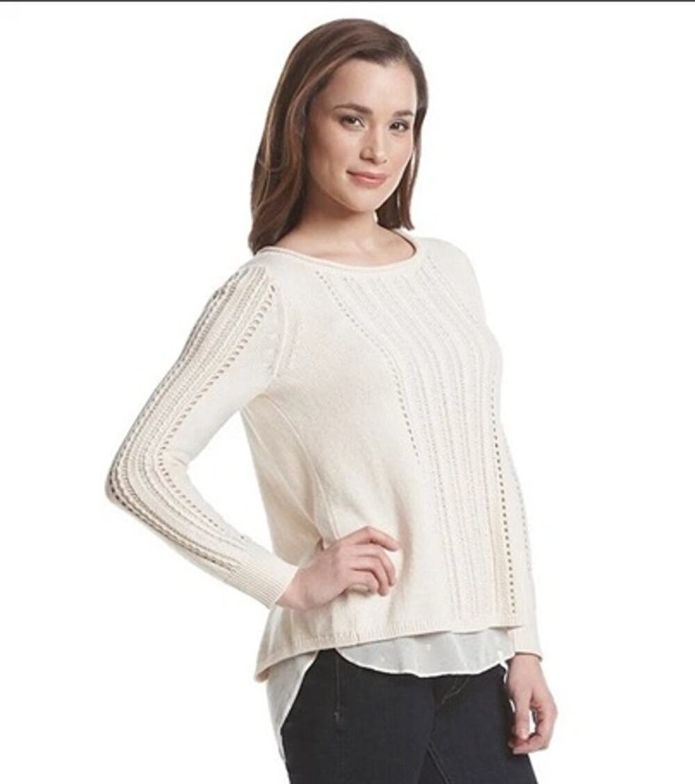 Lucky Brand Ivory Split Back Sweater L